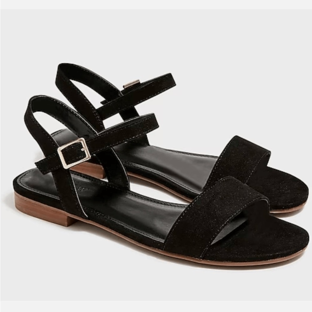 J. Crew sandals size 8 black suede strappy sandals flat